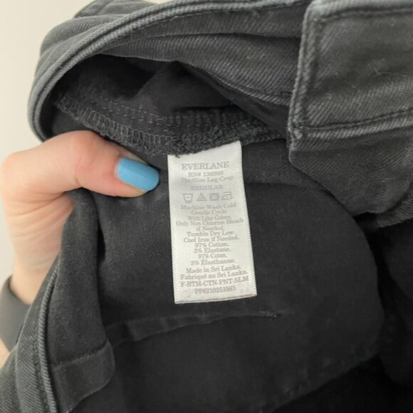 Everlane The Slim Leg Crop Cotton Pants in Black Size 8 - Picture 4 of 6